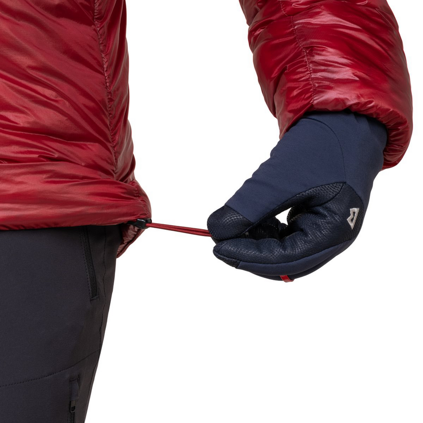 Mountain Equipment Oreus Hooded Men's Jacket Outdoor Action Merlot/Admiral Blue- Hem Drawcords