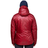 Mountain Equipment Oreus Hooded Women's Jacket Outdoor Action Merlot/Admiral Blue- Back Fit on Model