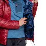 Mountain Equipment Oreus Hooded Women's Jacket Outdoor Action Merlot/Admiral Blue- Inner Drop Pocket