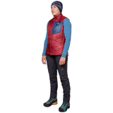 Mountain Equipment Oreus Women's Vest Outdoor Action Merlot/Admiral Blue - Full View on Model
