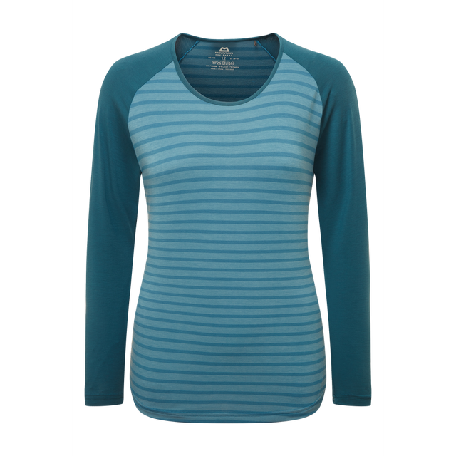 Mountain Equipment Redline LS Women's Tee Outdoor Action Bluefin Stripe/Denim- Front