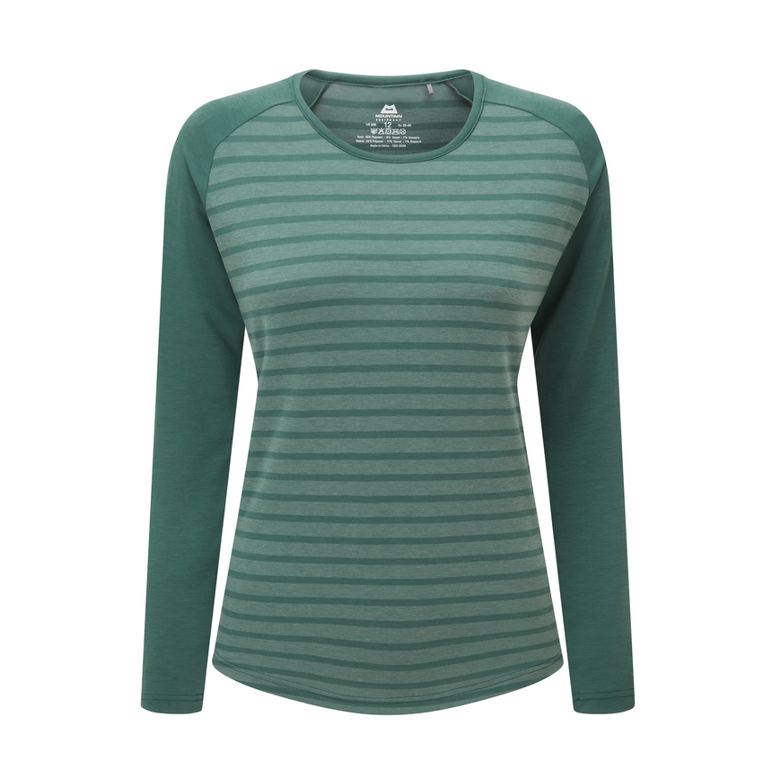 Mountain Equipment Redline LS Women's Tee Outdoor Action Fern Stripe/Fern- Front