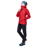 Mountain Equipment Saltoro Women’s Jacket Outdoor Action Imperial Red/Crimson - Full View on Model