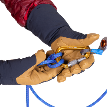 Mountain Equipment Serac Gauntlet Outdoor Action Black/Tan- Carabiner carry loops