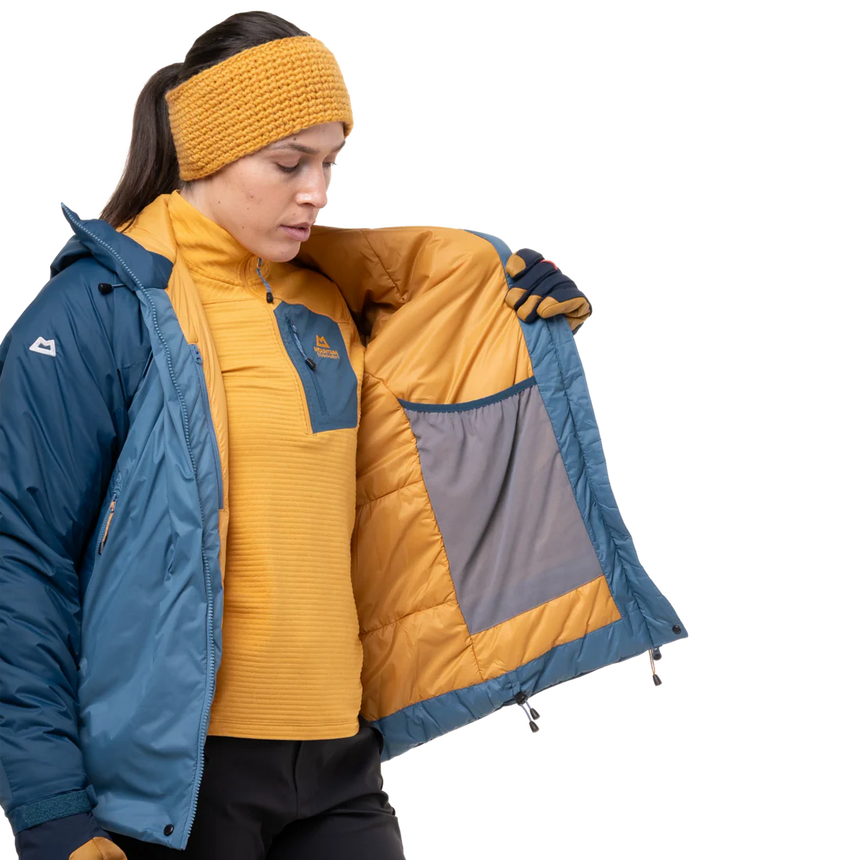 Mountain Equipment Shelterstone Women's Jacket Outdoor Action Stellar/Majolica- Inner Pocket