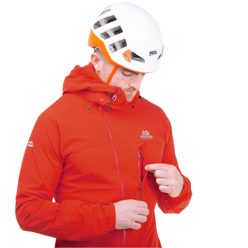 Mountain Equipment Squall Hooded Men's Jacket Outdoor Action Chili Red- Chest Pocket