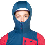 Mountain Equipment Switch Pro Hooded Women's Jacket Majolica Blue/Capsicum Red- Hood