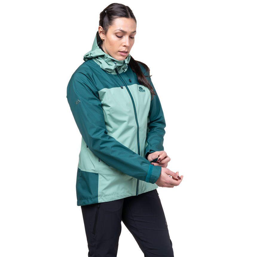 Mountain Equipment Tacul Women's Jacket Outdoor Action Lichen/Deep Teal- Adjustable cuff