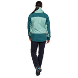 Mountain Equipment Tacul Women's Jacket Outdoor Action Lichen/Deep Teal- Back Fit on Model