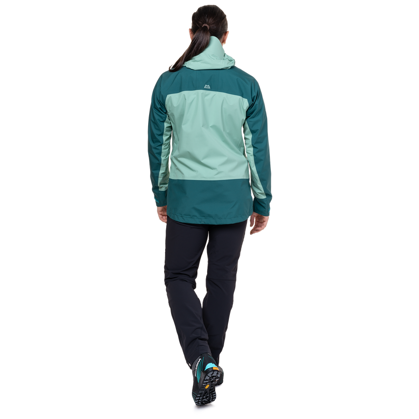 Mountain Equipment Tacul Women's Jacket Outdoor Action Lichen/Deep Teal- Back Fit on Model