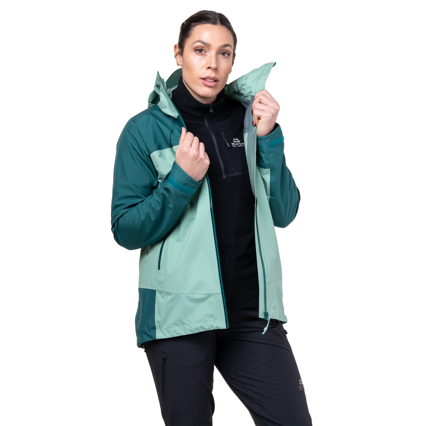 Mountain Equipment Tacul Women's Jacket Outdoor Action Lichen/Deep Teal- Centre Front Zip
