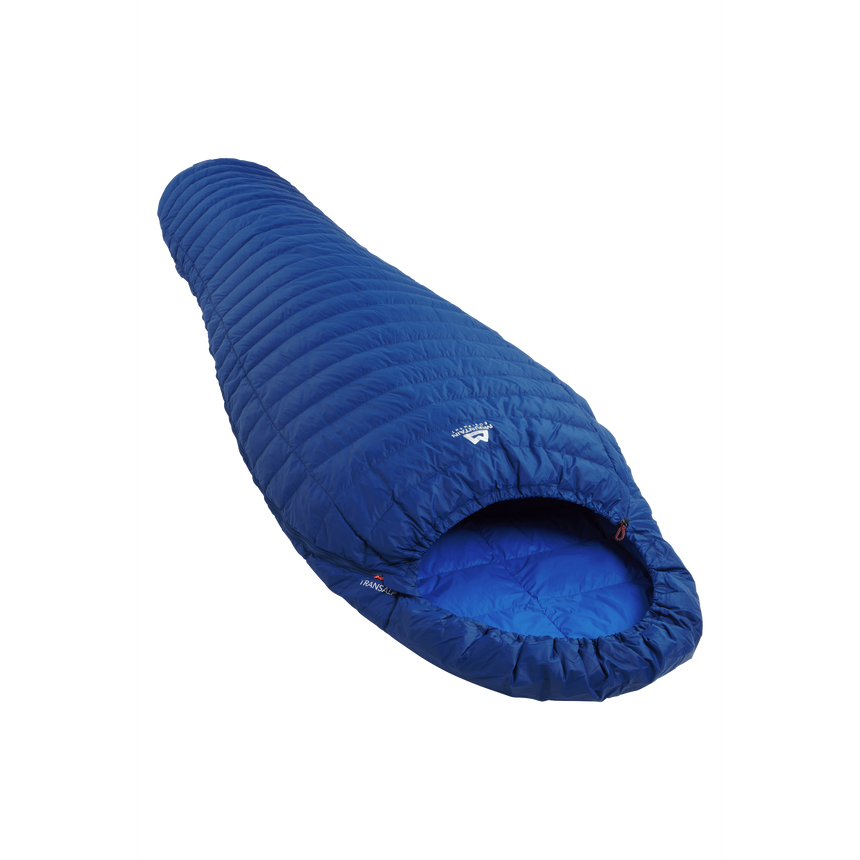 Mountain Equipment TransAlp Sleeping Bag Outdoor Action Admiral Blue- Slanted Full Length