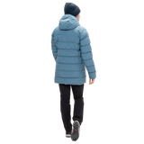 Mountain Equipment Tromso Women's Parka Outdoor Action Stellar Blue- Back Fit on Model