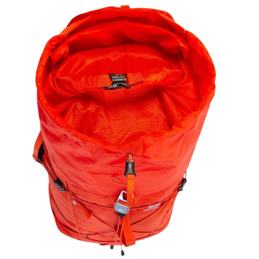 Mountain Equipment Tupilak 37+ Backpack Outdoor Action Magma- Roll-Top Closure
