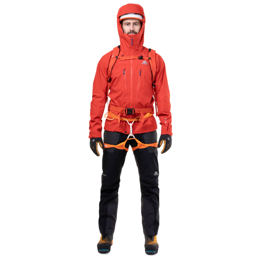 Mountain Equipment Tupilak Men's Jacket Outdoor Action Chili Red- Front Fit with Harness
