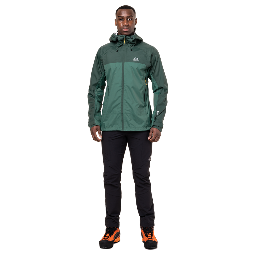 Mountain Equipment Zeno Men's Jacket Outdoor Action Fern/Pine- Front  Fit on Model