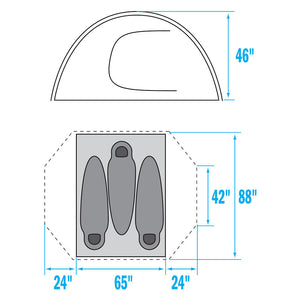 The North Face Stormbreak 3 Tent dimensions