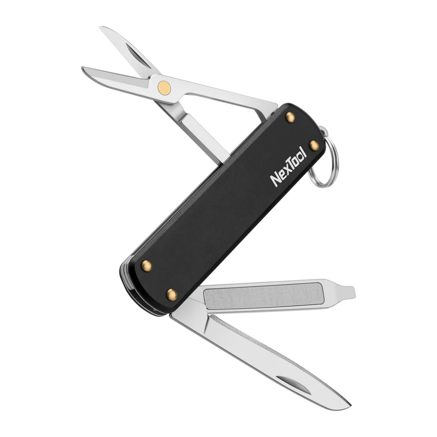 Nextool Mini Pocket Knife Black All Tools - Knife, Scissors, Nail File & Flat-Head Screwdriver