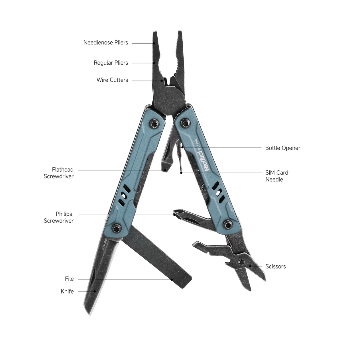 Nextool Mini Sailor S11 Pro 12-in-1 Multitool - 8Cr14MoV Blade, Glow Pad, 80g Specifications Details