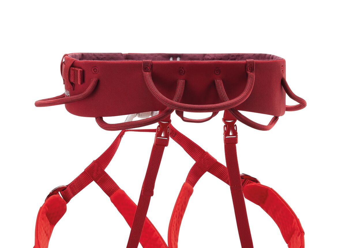 Petzl Adjama Climbing Harness Dark Red - Back Straps Close Up