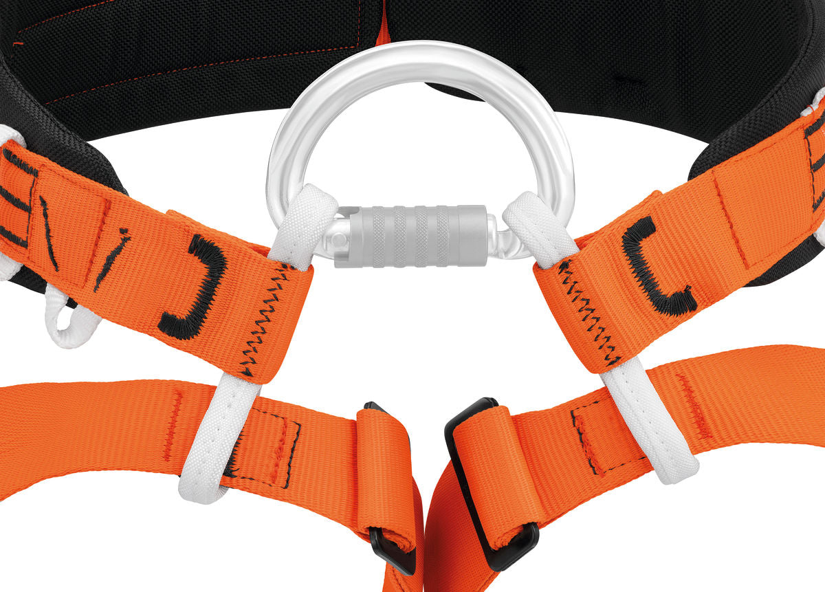 Petzl Aven Harness Orange/Black - Strap Attachments Close Up