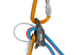 Petzl Reverso Belay-Rappel Device Grey - Connected to Carabiner & Rope