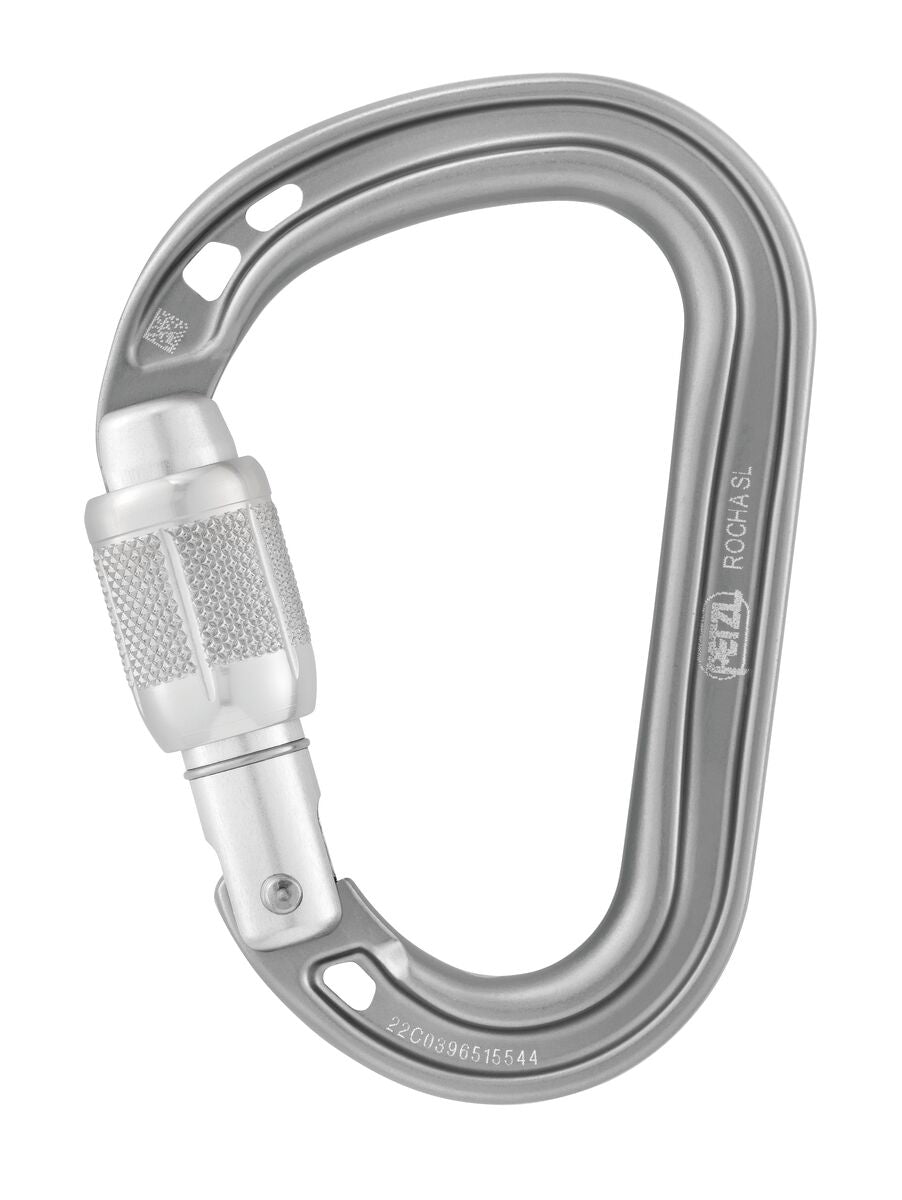 Petzl Rocha Screw-Lock Carabiner Light Gray - Front Locked