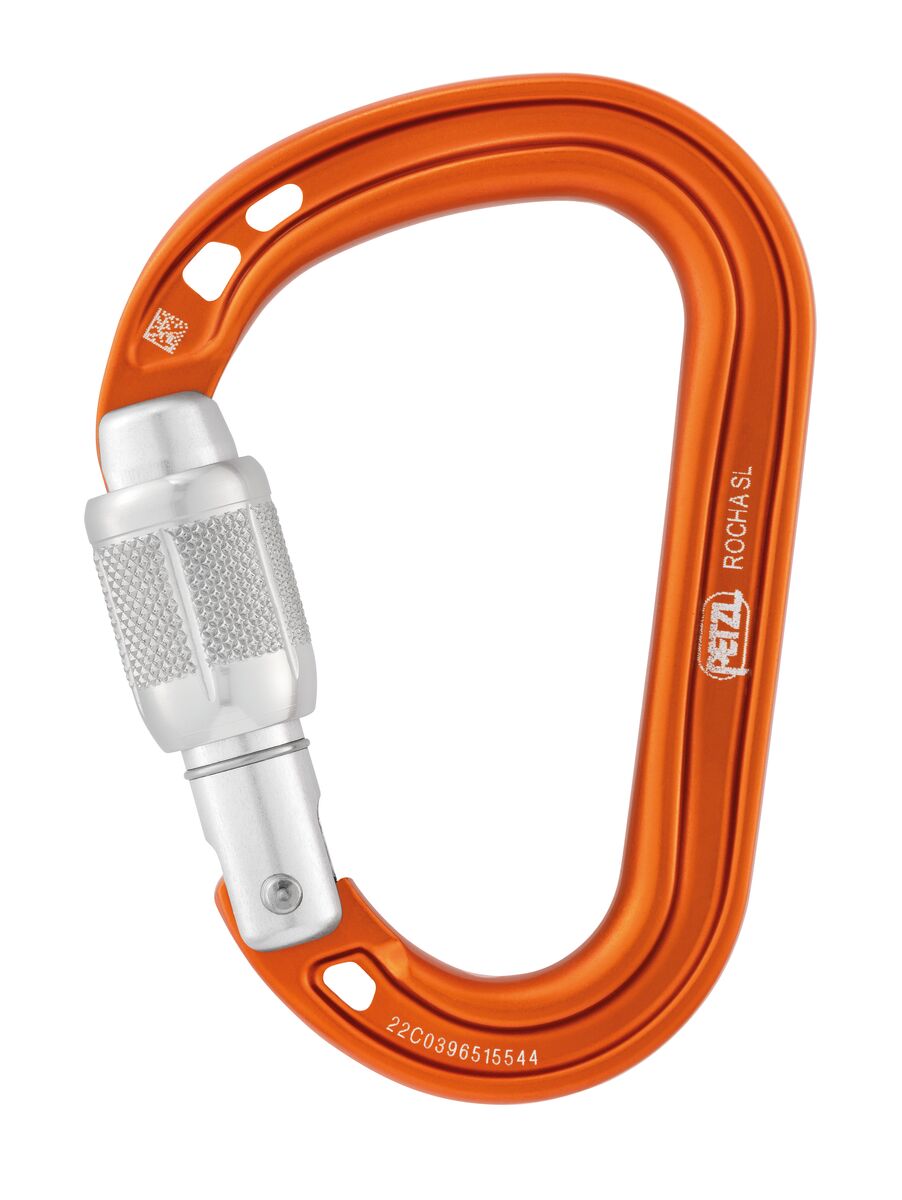 Petzl Rocha Screw-Lock Carabiner Orange - Front Locked