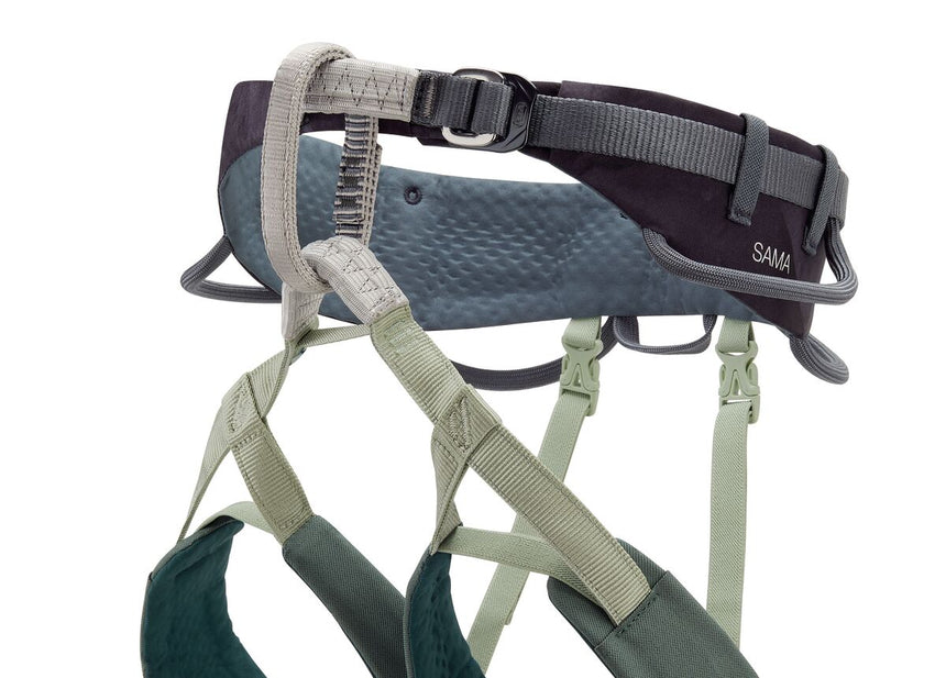 Petzl Sama Harness Grey - Close Up of Front with Straps