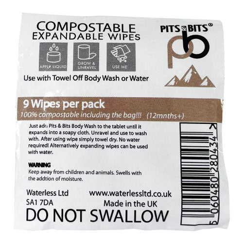 Pits & Bits® Expandable Wipes 9pk Outdoor Action