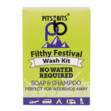 Pits & Bits Filthy Festival Wash Kit with soap, shampoo, body wash, and wipes 