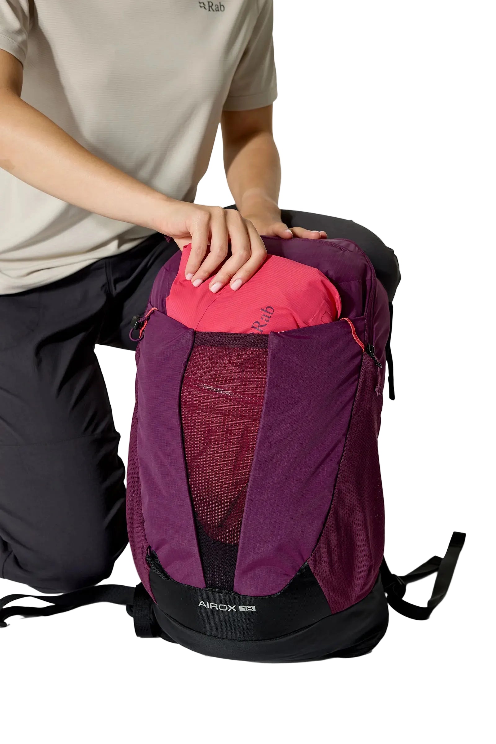Rab Airox 18L Day Pack in Mulberry - Hip Fin Detail