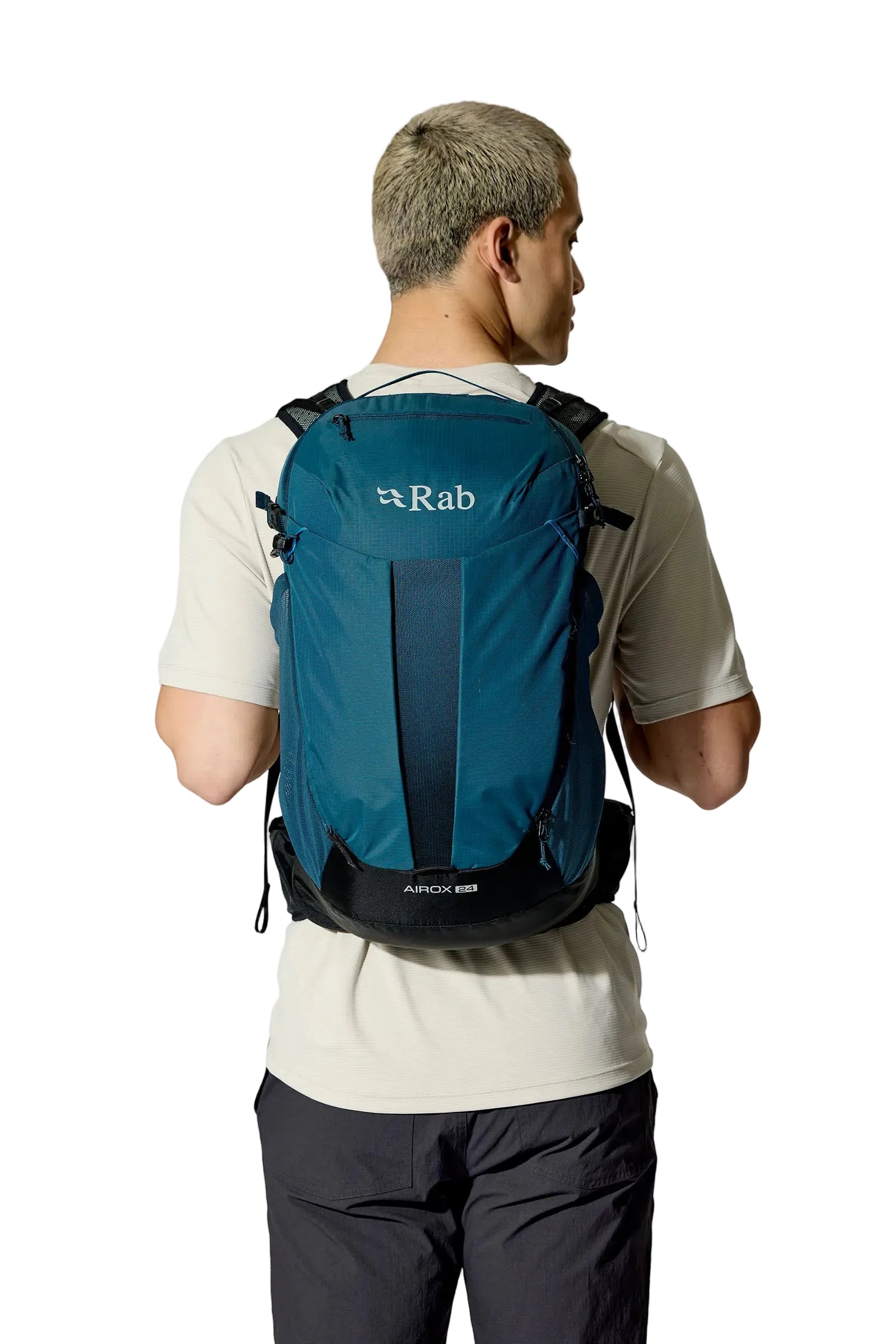 Rab Airox 24L Day Pack in Tempest Blue - On Model Back View