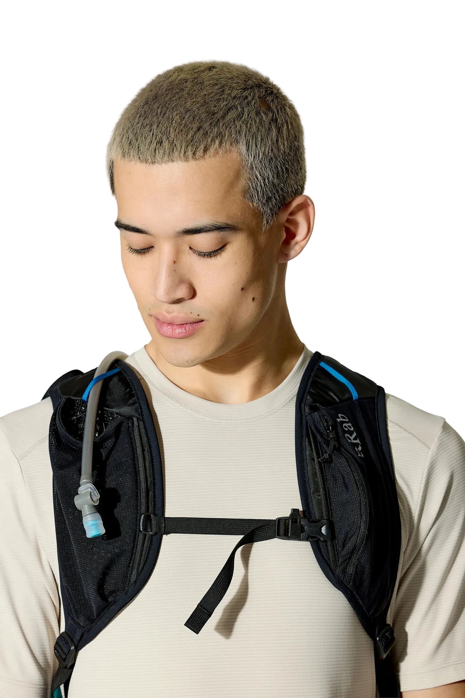 Rab Airox 24L Day Pack in Tempest Blue - On Model with Poles