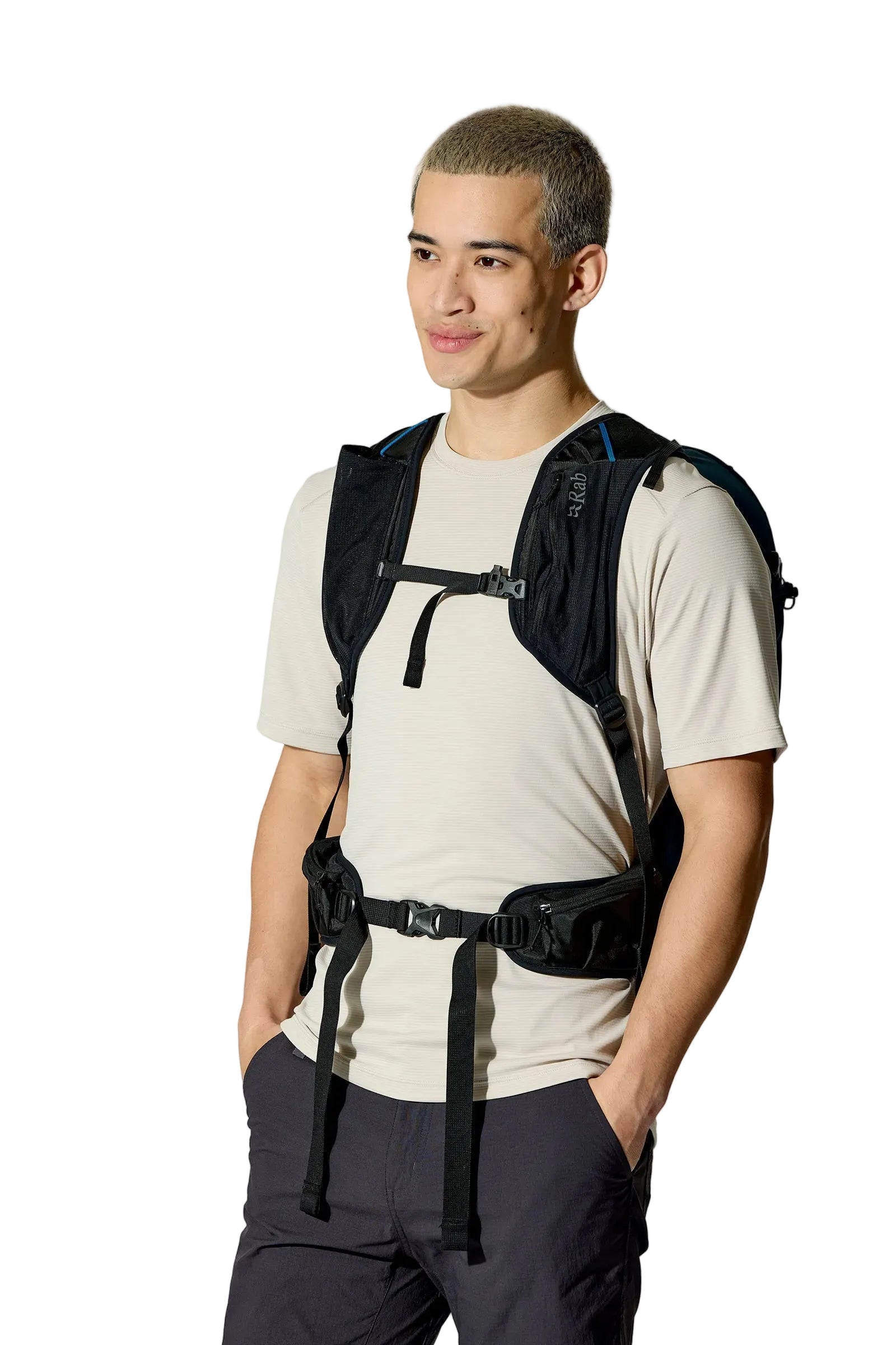 Rab Airox 24L Day Pack in Tempest Blue - On Model Side View Alt 3