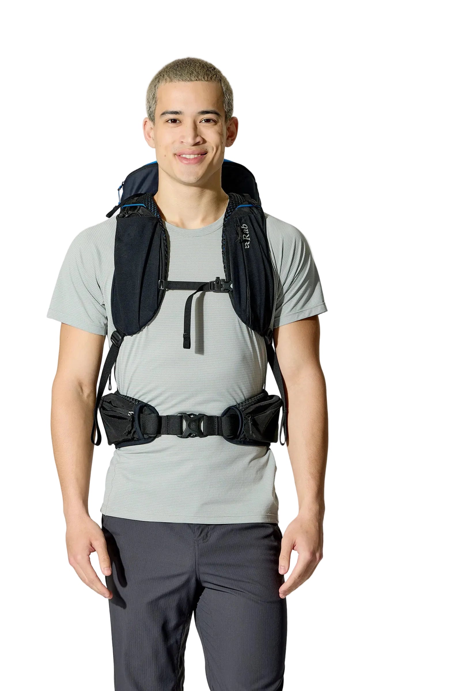 Rab Airox 30 Day Pack in Maya Blue/Black - Lid Pocket Open