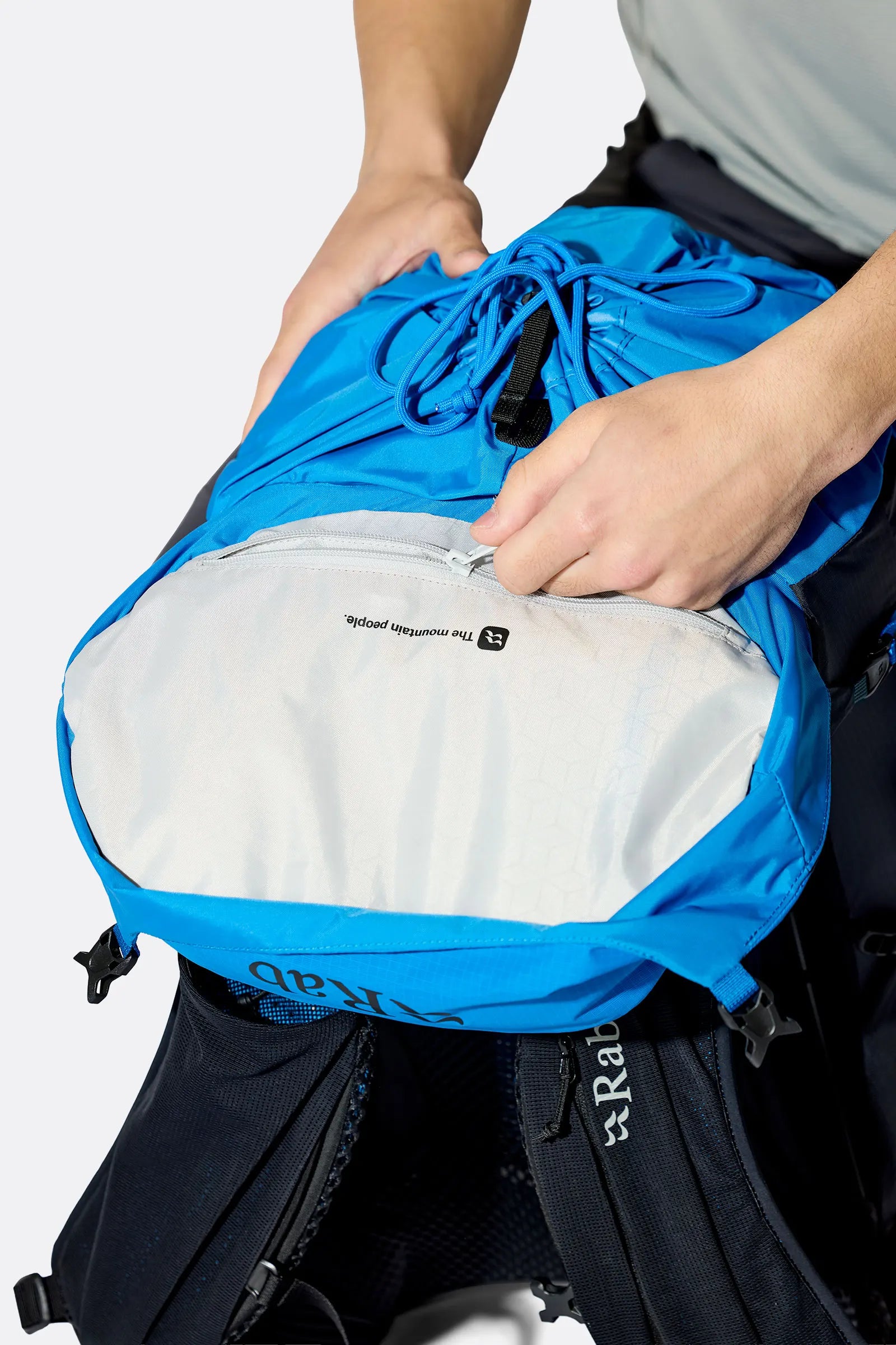 Rab Airox 30 Day Pack in Maya Blue/Black - Rain Cover Detail