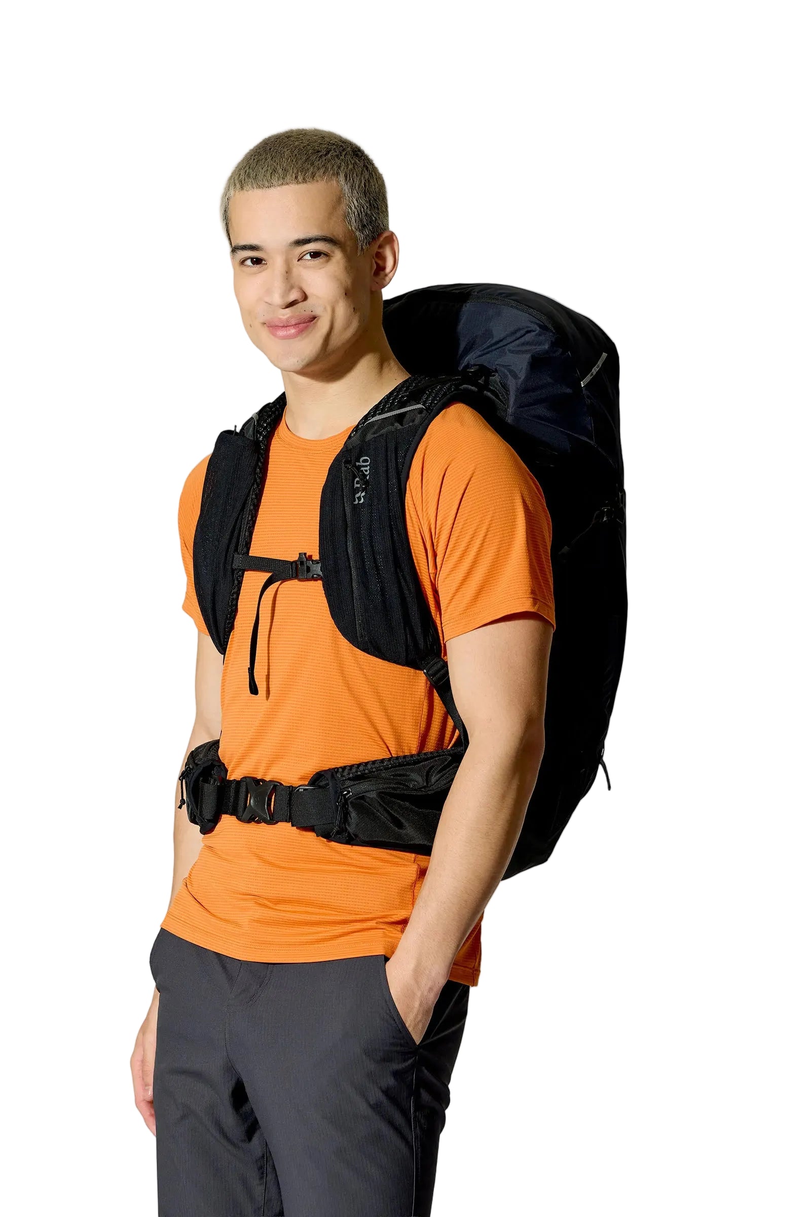 Rab Airox 36L Day Pack in Black - Front View On Model 3