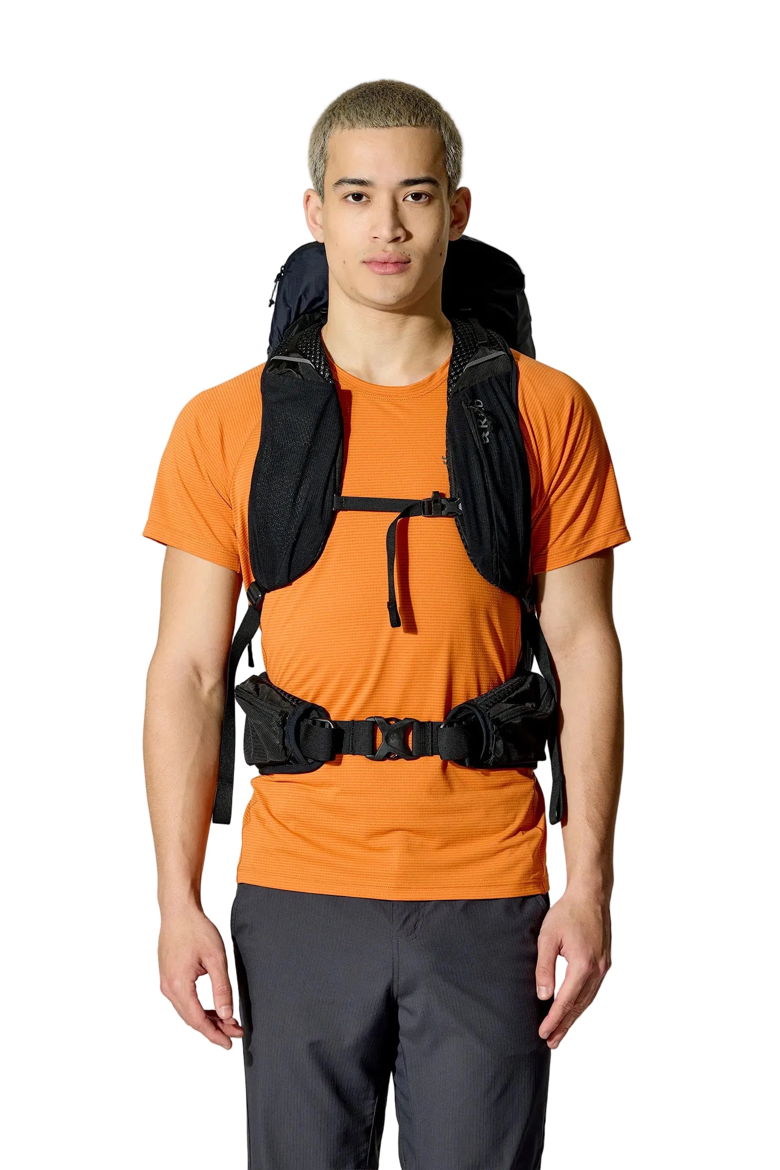 Rab Airox 36L Day Pack in Black - Three Quarter View On Model 2