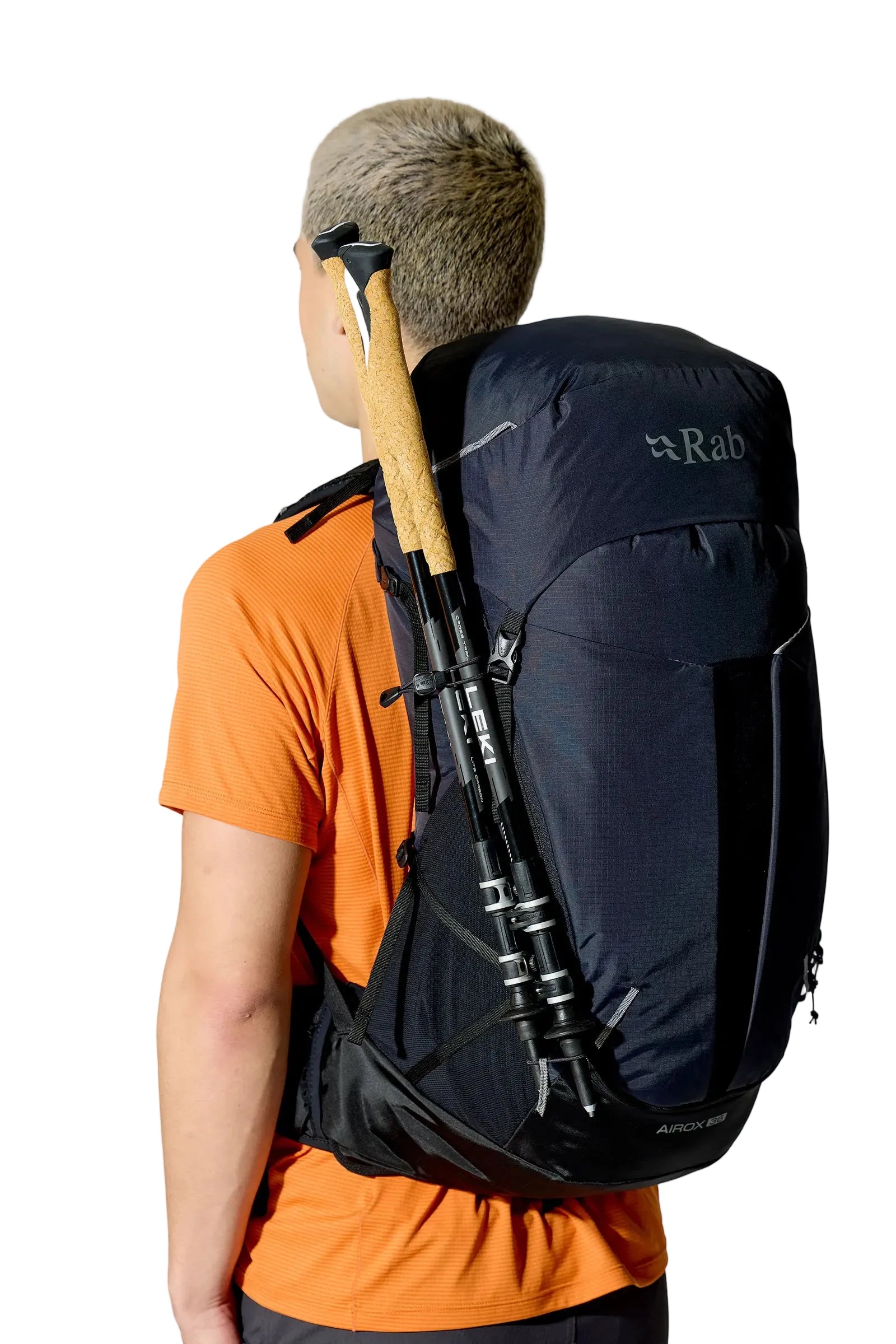 Rab Airox 36L Day Pack in Black - Three Quarter View On Model 3