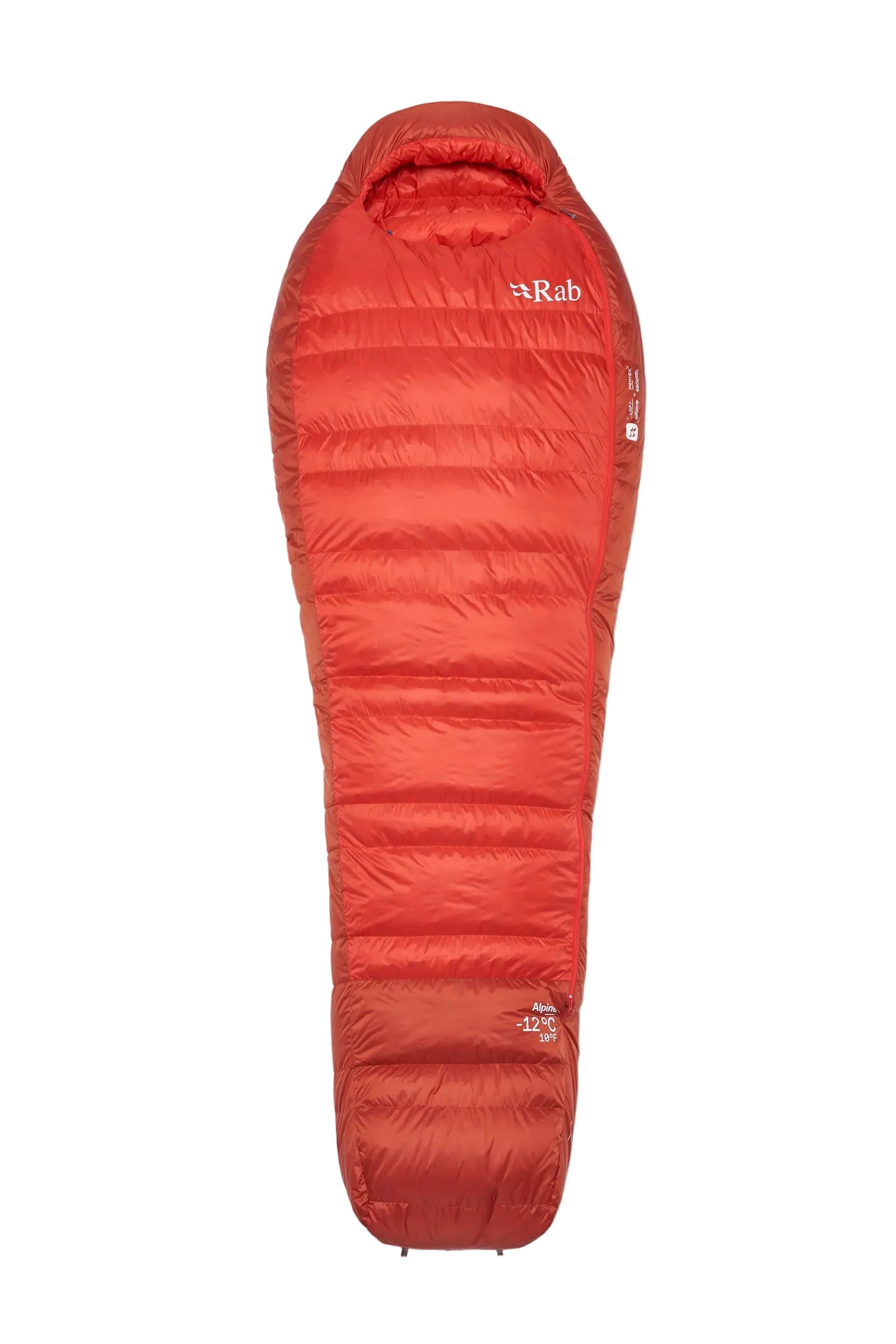 Rab Alpine Down Sleeping Bag (-12°C/10F) in Dark Horizon/Tuscan Red - front