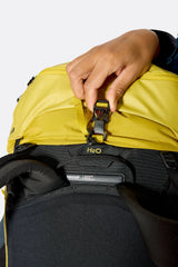 Rab Ascendor 35L Mountain Pack in Dark Pollen - Main Buckle Closure Detail