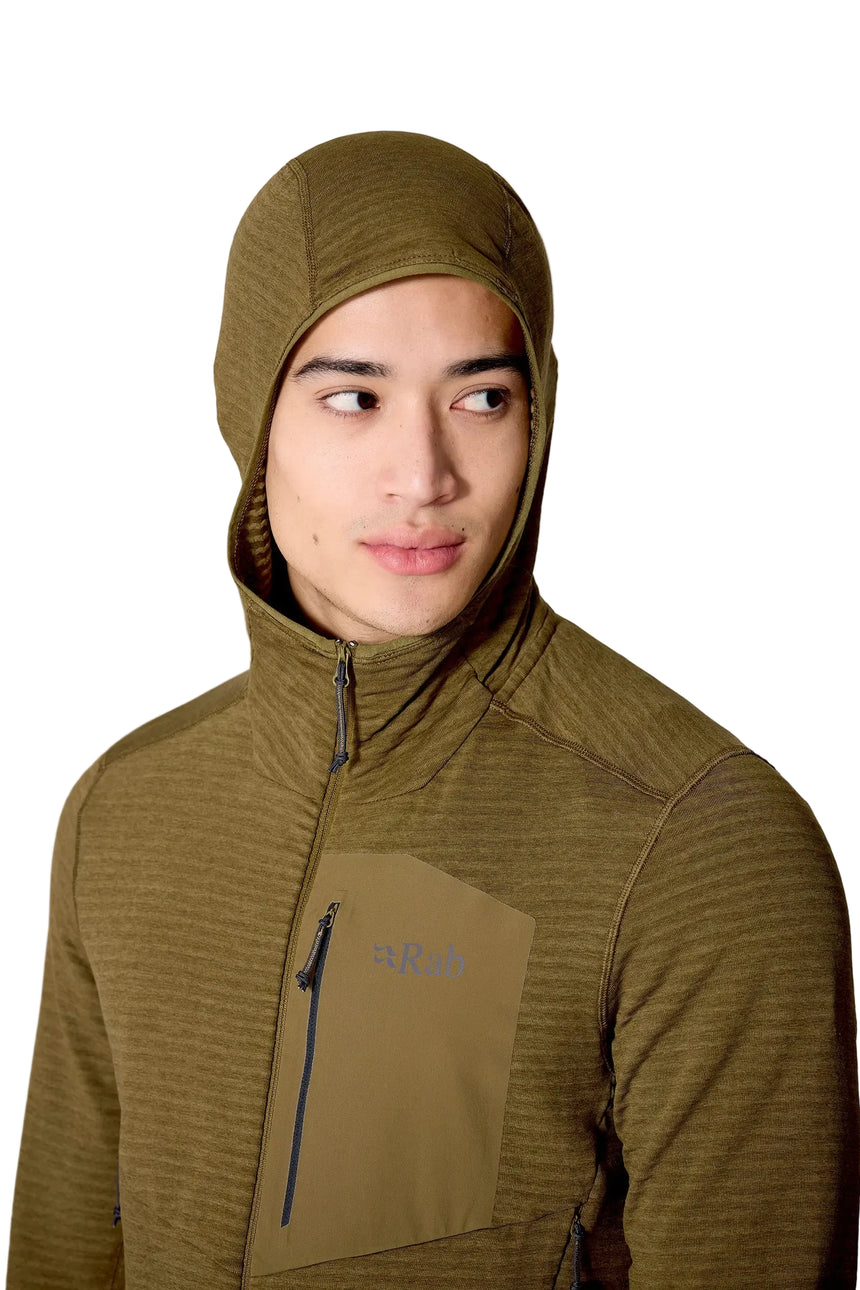 Rab Men's Ascendor Light Hoody in Oak - worn, detail 1
