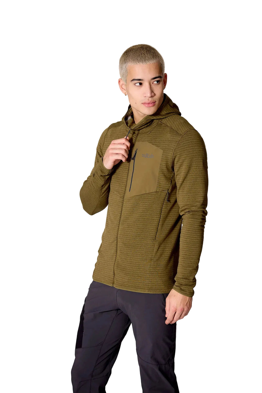 Rab Men's Ascendor Light Hoody in Oak - worn, front