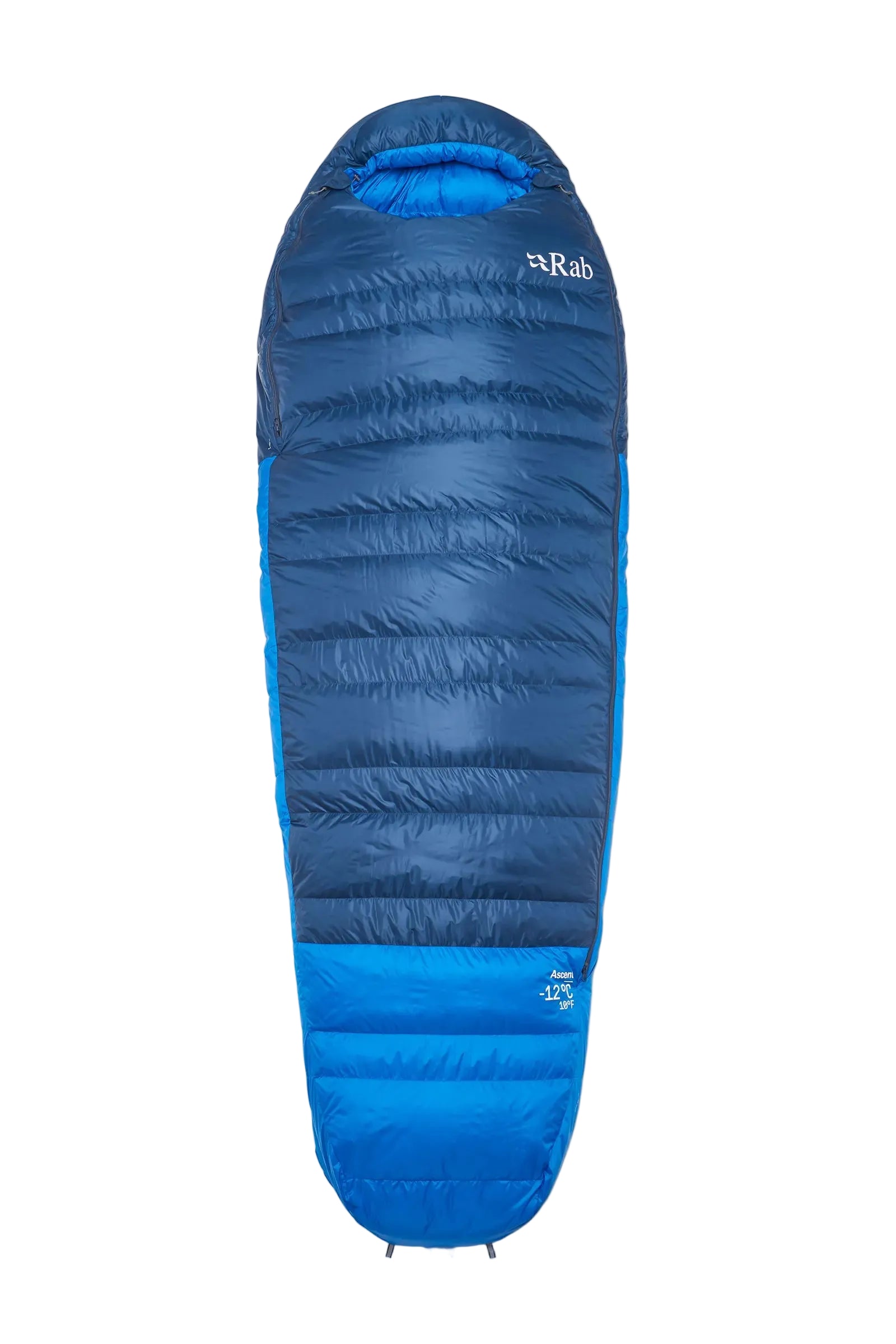 Rab Ascent Down Sleeping Bag (-12°C/10F) in Tempest Blue/Maya Blue - Front
