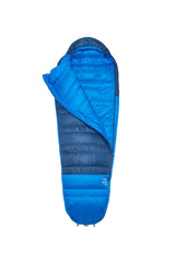Rab Ascent Down Sleeping Bag (-12°C/10F) in Tempest Blue/Maya Blue - Hood Detail