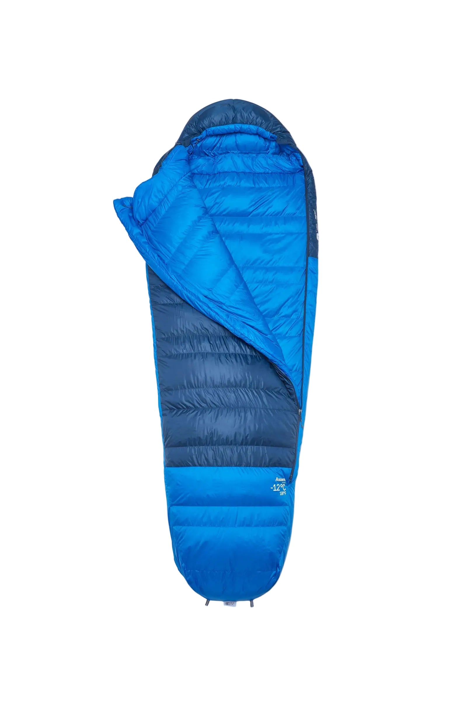 Rab Ascent Down Sleeping Bag (-12°C/10F) in Tempest Blue/Maya Blue - Hood Detail