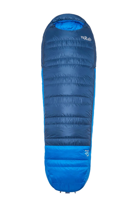 Rab Ascent Down Sleeping Bag (-6°C/21F) in Tempest Blue/Maya Blue - Front