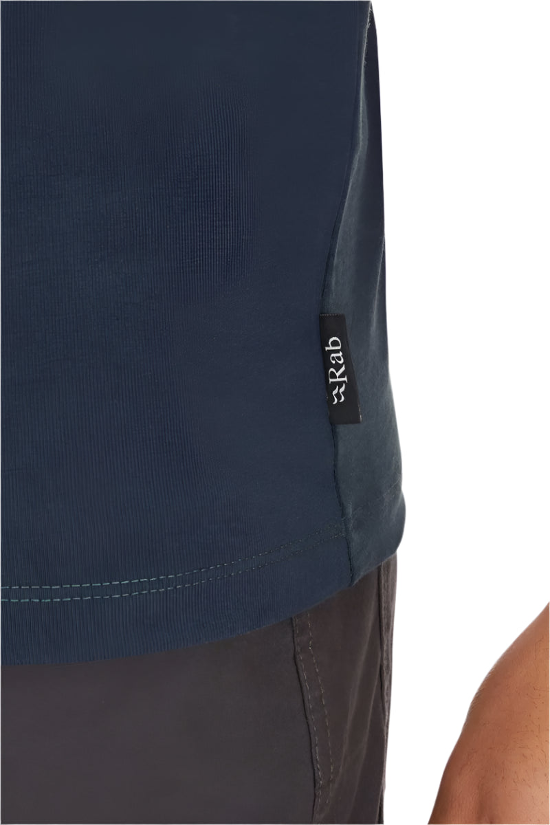 Rab Basecamp 3 Peaks Tee in Tempest Blue - Hem Detail