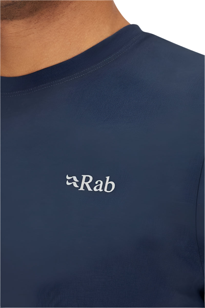 Rab Basecamp 3 Peaks Tee in Tempest Blue - Logo Detail